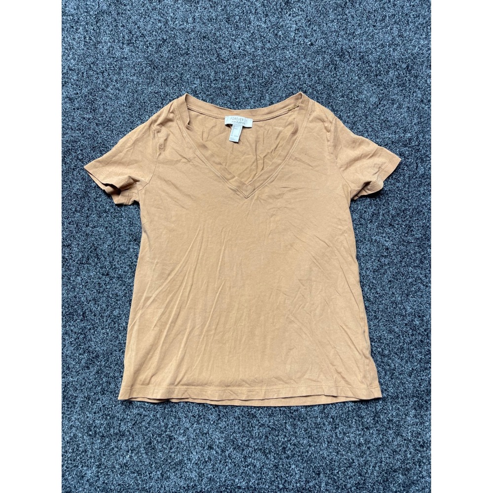 Forever 21 with Purpose Womens V-Neck Short Sleeve T-Shirt Tan Brown Small
